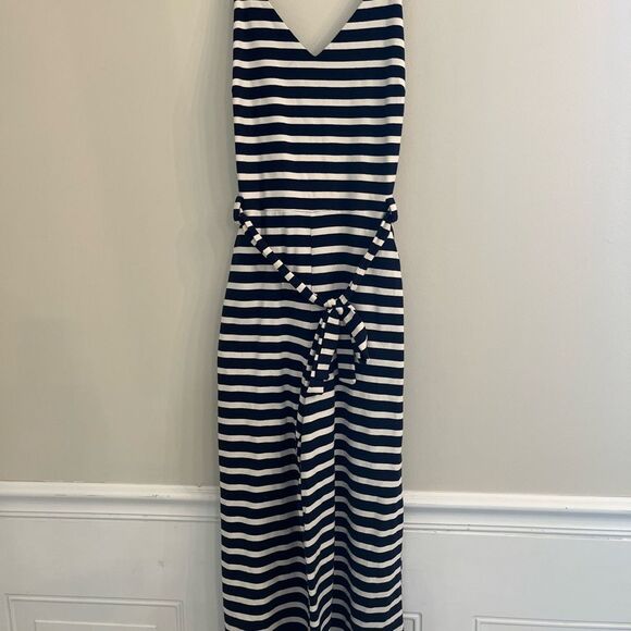 Nautical Montesau Navy and White Striped Romper - Picture 2 of 5